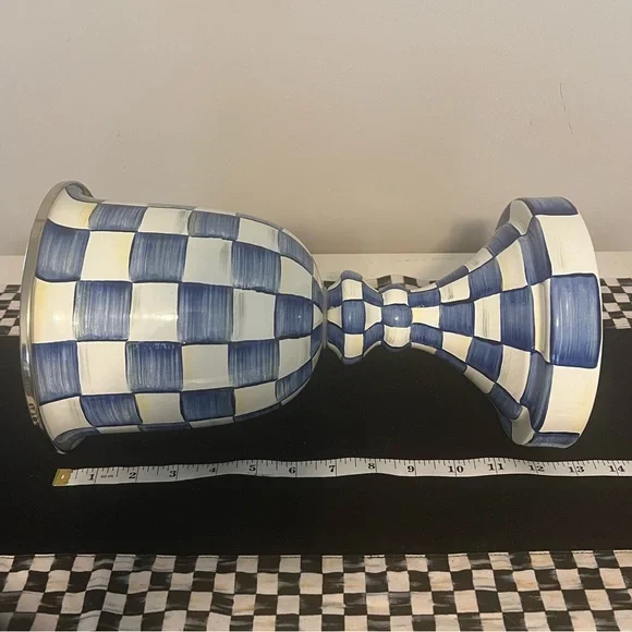 Mackenzie-Childs Royal Check Enamel Pedestal Vase. New! ππ€ RETIRED! - Picture 7 of 9